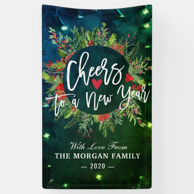Merry Christmas Happy New Year Holiday Santa Party Banner (Vertical)