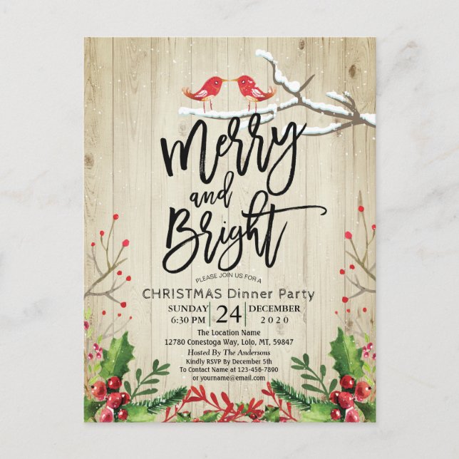 Merry Christmas Happy New Year Holiday Santa Party Postcard (Front)