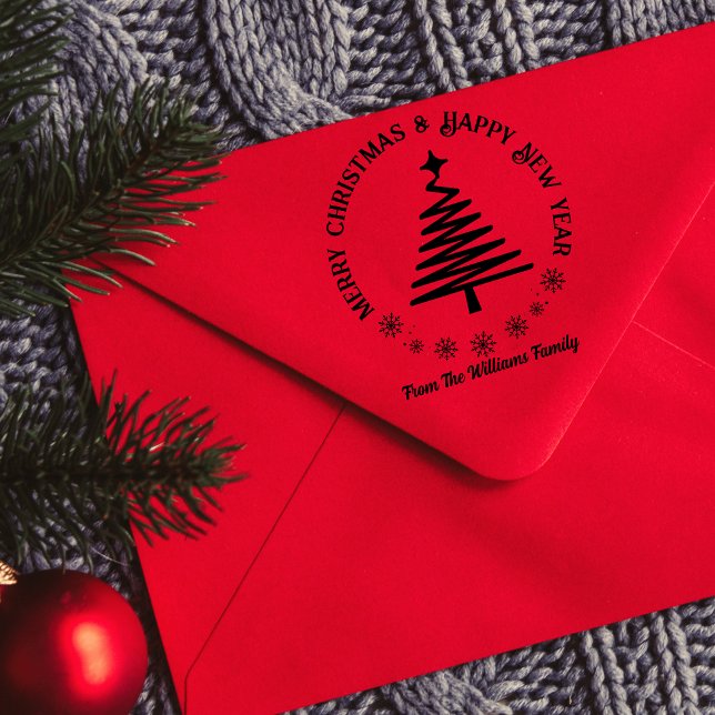 Merry Christmas & Happy New year holiday tree  Rubber Stamp (Creator Uploaded)