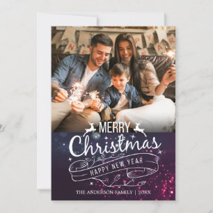 Merry Christmas Happy New Year Holiday Wish Photo Card