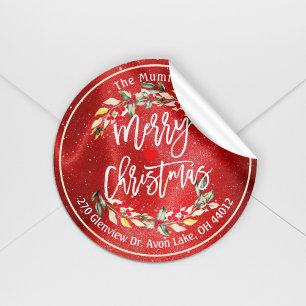 Merry Christmas & Happy New Year Holidays Address Classic Round Sticker