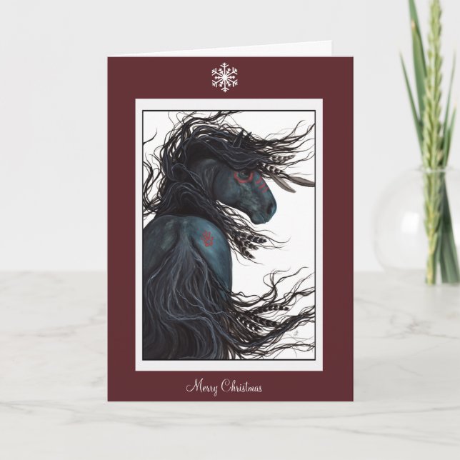 Merry Christmas Happy New Year Horse by Bihrle Holiday Card (Front)