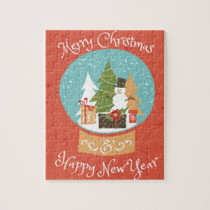 Merry Christmas Happy New Year Jigsaw Puzzle