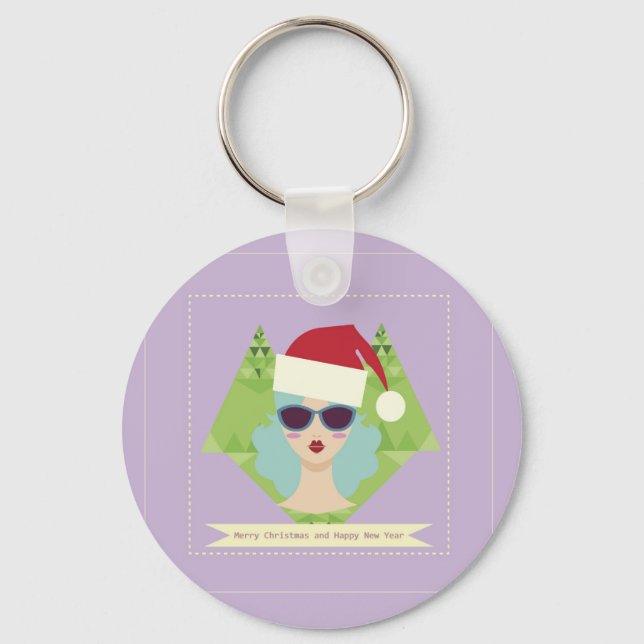 merry christmas happy new year key ring (Front)