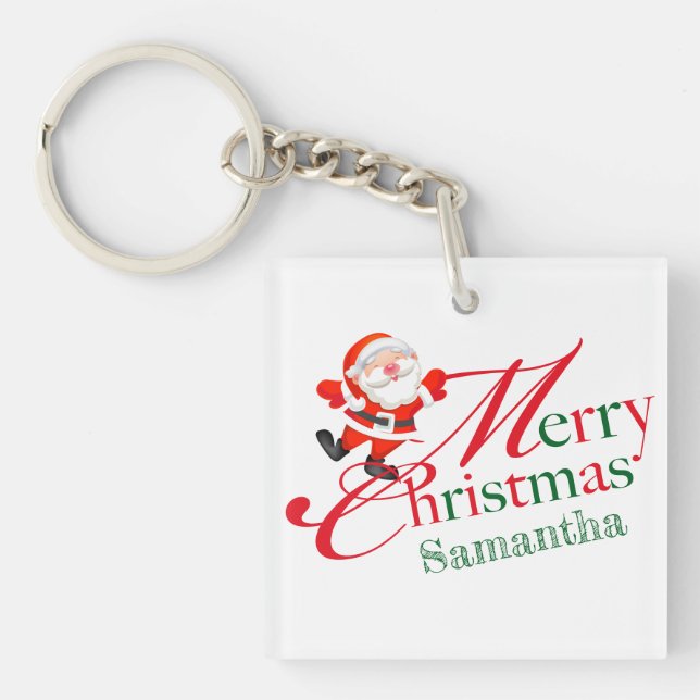Merry Christmas Happy New Year Key Ring (Front)