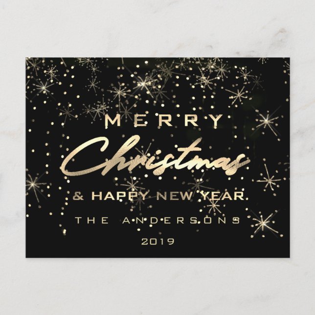 Merry Christmas Happy New Year Lux Gold Joy Postcard (Front)
