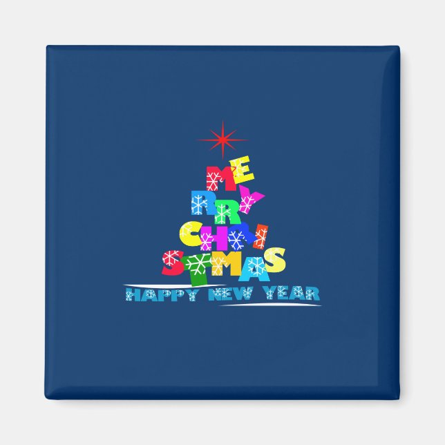 Merry Christmas Happy New Year Magnet (Front)