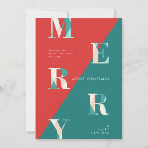 Merry Christmas & Happy New Year Modern Geometric Holiday Card