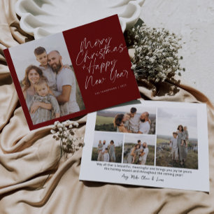 Merry Christmas & Happy New Year Modern Script Holiday Card