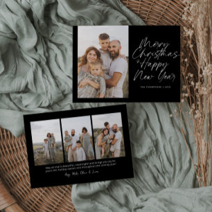 Merry Christmas & Happy New Year Modern Script Holiday Card