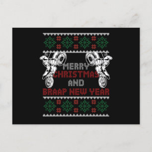 Merry Christmas Happy New Year Motocross Bike Gift Postcard