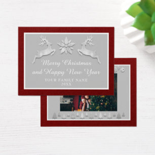 Merry Christmas Happy New Year Name Burgundy Grey