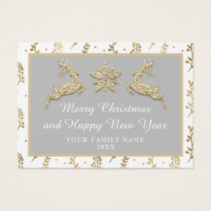 Merry Christmas Happy New Year Name Grey Gold