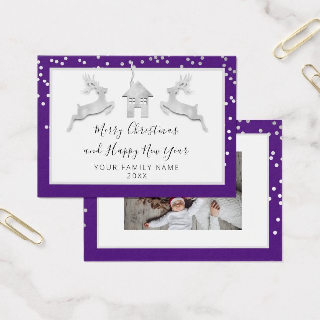 Merry Christmas Happy New Year Name Purple White (Office)