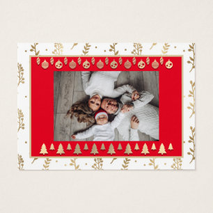 Merry Christmas Happy New Year Name Red Frame Gold