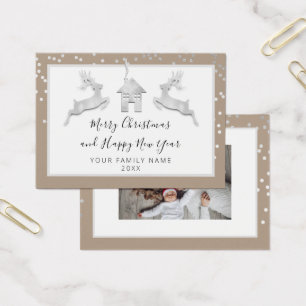 Merry Christmas Happy New Year Name White Ivory