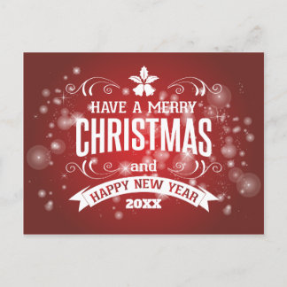 Merry Christmas & Happy New Year Personalised Wish Holiday Postcard