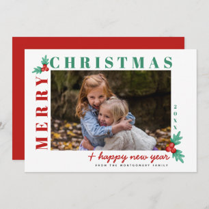 Merry Christmas Happy New Year Photo Holiday Card 