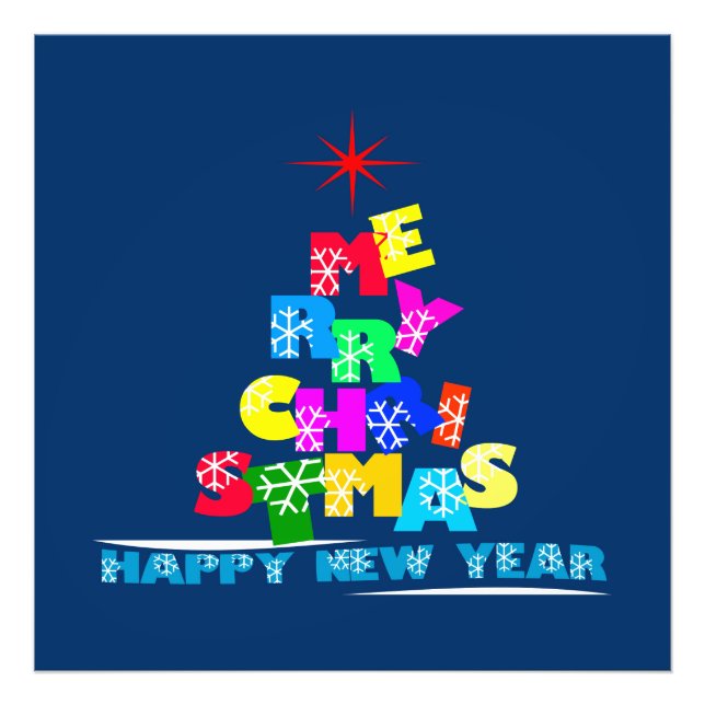 Merry Christmas Happy New Year Photo Print (Front)