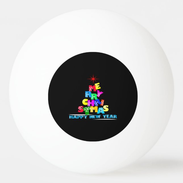 Merry Christmas Happy New Year Ping Pong Ball (Front)