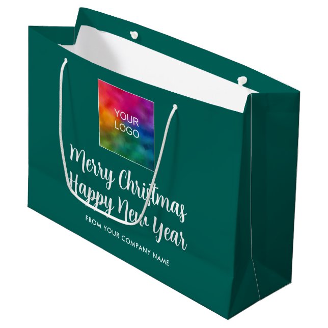 Merry Christmas Happy New Year Promotional Logo Large Gift Bag (Front Angled)