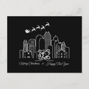 Merry Christmas Happy New Year Queens New York Postcard