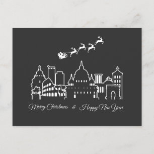 Merry Christmas Happy New Year Rome Italy Postcard