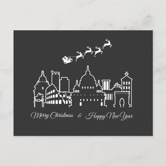 Merry Christmas Happy New Year Rome Italy Postcard (Front)