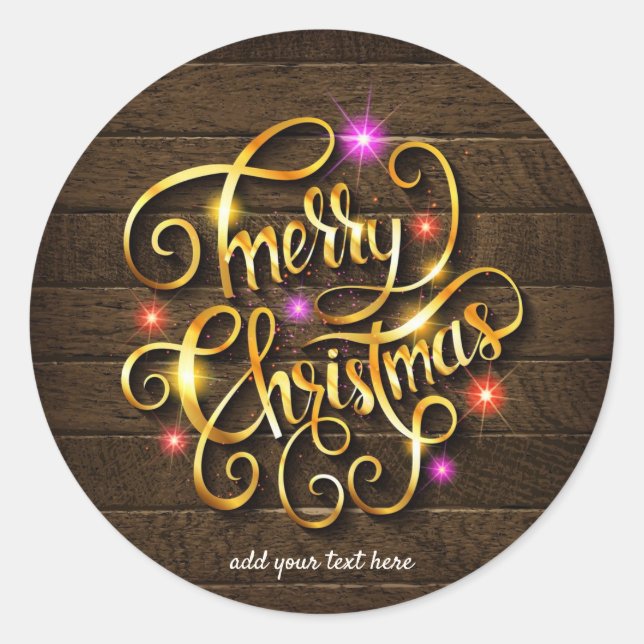 Merry Christmas & Happy New Year Round Sticker (Front)