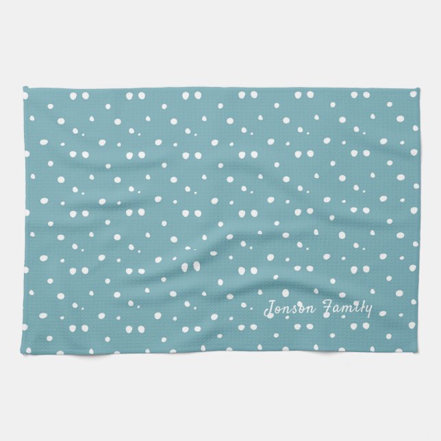 Merry Christmas & Happy New Year Rustic Snow Tea Towel (Horizontal)