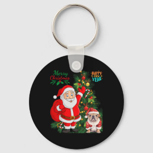 Merry Christmas Happy New Year Santa Claus English Key Ring