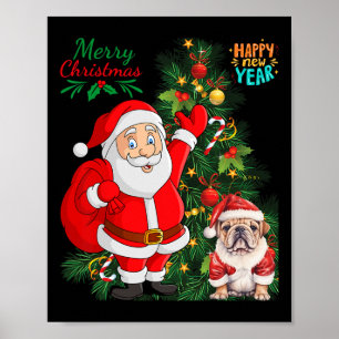 Merry Christmas Happy New Year Santa Claus English Poster