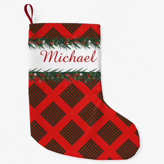 Merry Christmas & Happy New Year! Scotland Pattern Small Christmas Stocking (Front)