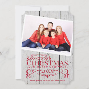 Merry Christmas Happy New Year Script Custom Photo Card