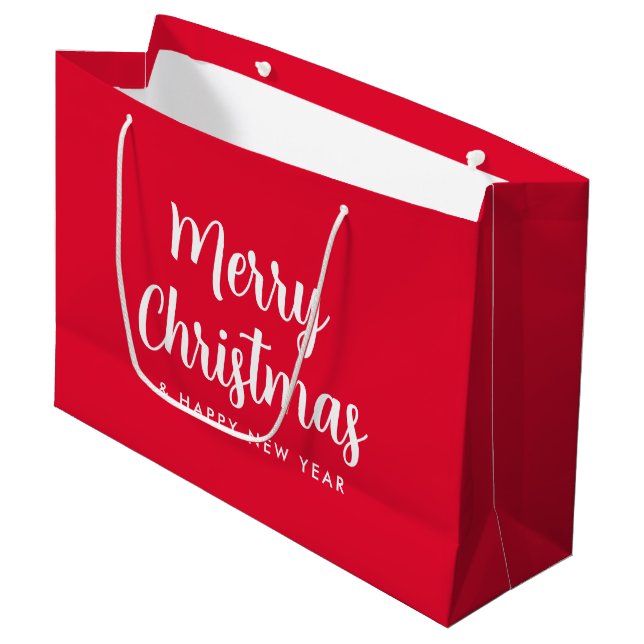 Merry Christmas Happy New Year Script Template Large Gift Bag (Front Angled)