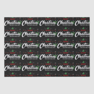 Merry Christmas Happy New Year Seamless Pattern Tissue Paper