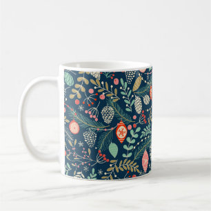 Merry Christmas, Happy New Year seamless pattern w Coffee Mug