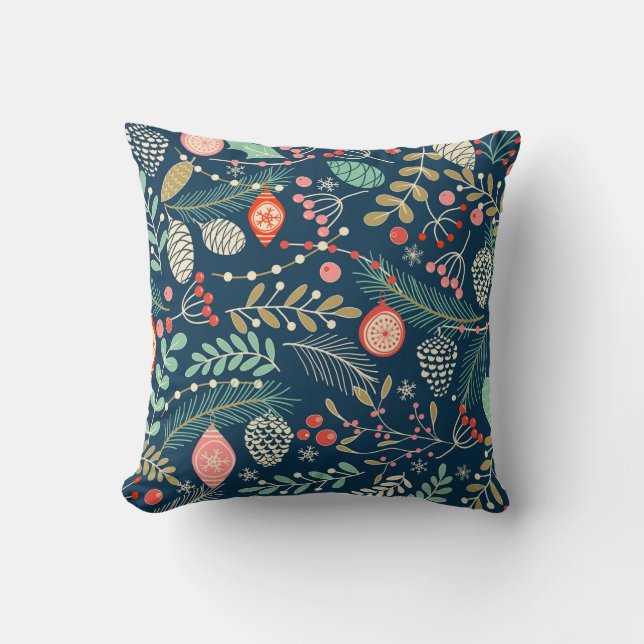Merry Christmas, Happy New Year seamless pattern w Cushion (Front)