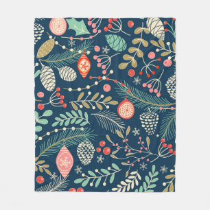Merry Christmas, Happy New Year seamless pattern w Fleece Blanket