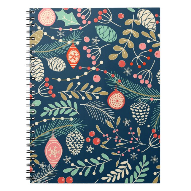 Merry Christmas, Happy New Year seamless pattern w Notebook (Front)