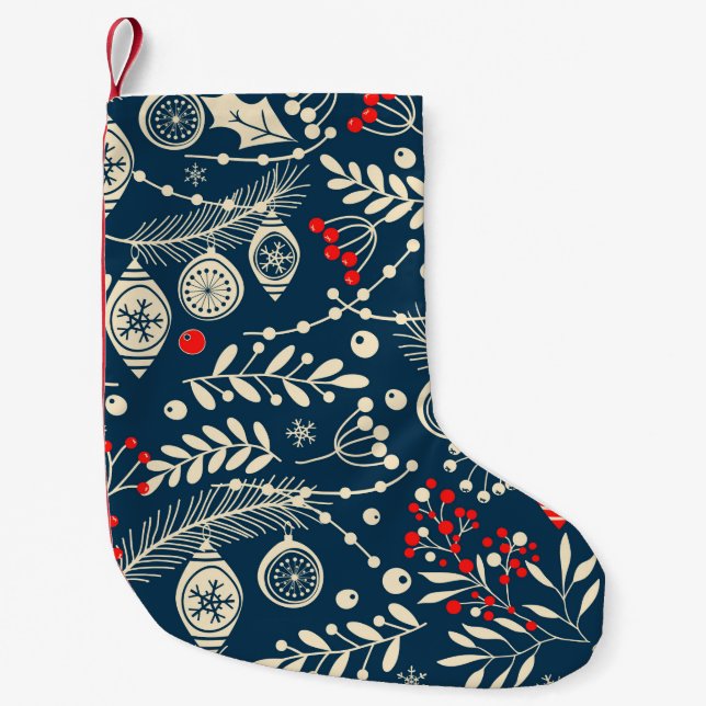 Merry Christmas, Happy New Year seamless pattern w Small Christmas Stocking (Front)