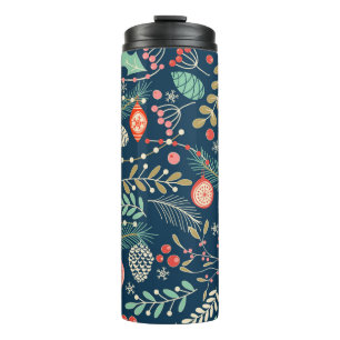 Merry Christmas, Happy New Year seamless pattern w Thermal Tumbler