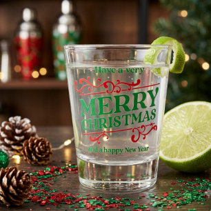 Merry Christmas & Happy New Year Shot Glass