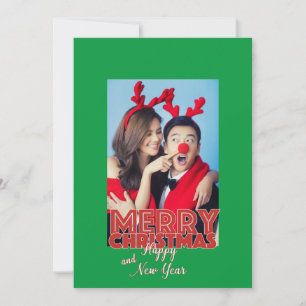 Merry Christmas Happy New Year Single Photo Custom Holiday Card