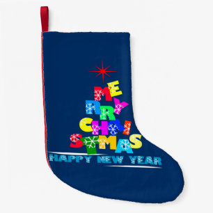 Merry Christmas Happy New Year Small Christmas Stocking