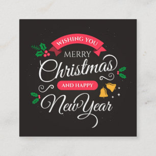 Merry Christmas & Happy New Year Square Business Card