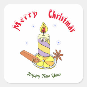 Merry christmas Happy New Year Square Sticker