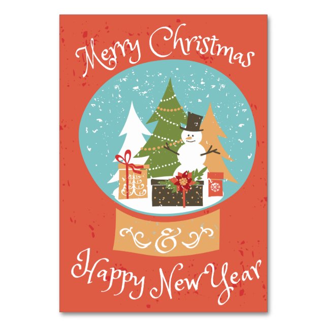 Merry Christmas Happy New Year Table Number (Front)