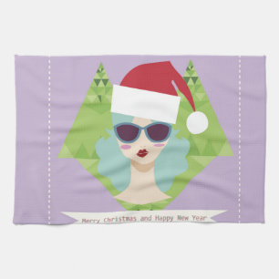 merry christmas happy new year tea towel