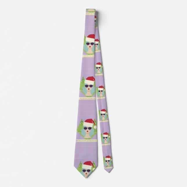 merry christmas happy new year tie (Front)